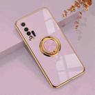 For Huawei nova 6 6D Electroplating Full Coverage Silicone Protective Case with Magnetic Ring Holder(Light Purple) - 1
