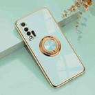 For Huawei nova 6 6D Electroplating Full Coverage Silicone Protective Case with Magnetic Ring Holder(Light Cyan) - 1