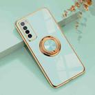 For Huawei nova 7 6D Electroplating Full Coverage Silicone Protective Case with Magnetic Ring Holder(Light Cyan) - 1