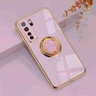 For Huawei nova 7 SE 6D Electroplating Full Coverage Silicone Protective Case with Magnetic Ring Holder(Light Purple) - 1