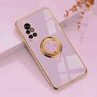 For Huawei nova 8 6D Electroplating Full Coverage Silicone Protective Case with Magnetic Ring Holder(Light Purple) - 1