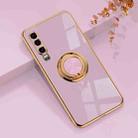For Huawei P30 6D Electroplating Full Coverage Silicone Protective Case with Magnetic Ring Holder(Light Purple) - 1