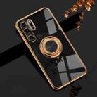 For Huawei P30 Pro 6D Electroplating Full Coverage Silicone Protective Case with Magnetic Ring Holder(Black) - 1