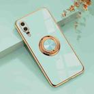 For Huawei P20 6D Electroplating Full Coverage Silicone Protective Case with Magnetic Ring Holder(Light Cyan) - 1