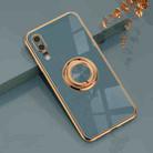 For Huawei P20 6D Electroplating Full Coverage Silicone Protective Case with Magnetic Ring Holder(Grey) - 1