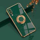 For Huawei P20 6D Electroplating Full Coverage Silicone Protective Case with Magnetic Ring Holder(Dark Green) - 1