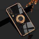 For Huawei P20 Pro 6D Electroplating Full Coverage Silicone Protective Case with Magnetic Ring Holder(Black) - 1