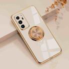 For Huawei P40 6D Electroplating Full Coverage Silicone Protective Case with Magnetic Ring Holder(Light Pink) - 1