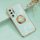 For Huawei P40 Pro 6D Electroplating Full Coverage Silicone Protective Case with Magnetic Ring Holder(Light Cyan) - 1