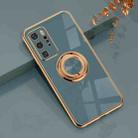 For Huawei P40 Pro 6D Electroplating Full Coverage Silicone Protective Case with Magnetic Ring Holder(Grey) - 1