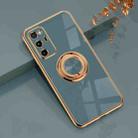 For Huawei Honor V30 Pro 6D Electroplating Full Coverage Silicone Protective Case with Magnetic Ring Holder(Grey) - 1