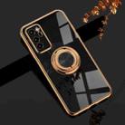For Huawei Honor V30 6D Electroplating Full Coverage Silicone Protective Case with Magnetic Ring Holder(Black) - 1