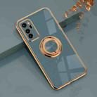 For Huawei Honor V30 6D Electroplating Full Coverage Silicone Protective Case with Magnetic Ring Holder(Grey) - 1