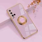 For Huawei Honor 20 6D Electroplating Full Coverage Silicone Protective Case with Magnetic Ring Holder(Light Purple) - 1