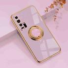 For Huawei Honor 20 Pro 6D Electroplating Full Coverage Silicone Protective Case with Magnetic Ring Holder(Light Purple) - 1