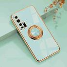 For Huawei Honor 20 Pro 6D Electroplating Full Coverage Silicone Protective Case with Magnetic Ring Holder(Light Cyan) - 1