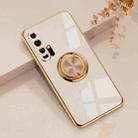 For Huawei Honor 20 Pro 6D Electroplating Full Coverage Silicone Protective Case with Magnetic Ring Holder(Light Pink) - 1