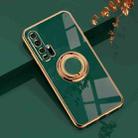 For Huawei Honor 20 Pro 6D Electroplating Full Coverage Silicone Protective Case with Magnetic Ring Holder(Dark Green) - 1