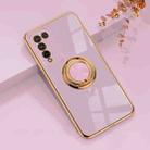 For Huawei Honor X10 Lite 6D Electroplating Full Coverage Silicone Protective Case with Magnetic Ring Holder(Light Purple) - 1