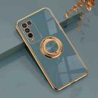 For Huawei Honor X10 Lite 6D Electroplating Full Coverage Silicone Protective Case with Magnetic Ring Holder(Grey) - 1