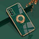For Huawei Honor 30 6D Electroplating Full Coverage Silicone Protective Case with Magnetic Ring Holder(Dark Green) - 1