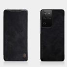 For Samsung Galaxy S21 Ultra 5G NILLKIN QIN Series Crazy Horse Texture Horizontal Flip Leather Case with Card Slot(Black) - 1