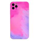 TPU Straight Edge Watercolor Pattern Protective Case For iPhone 12(Purplish Red) - 1