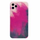 TPU Straight Edge Watercolor Pattern Protective Case For iPhone 12 Pro(Berry Color) - 1