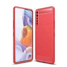 For LG Stylo 7 4G Brushed Texture Carbon Fiber TPU Case(Red) - 1