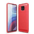 For Motorola Moto G Power (2021) Brushed Texture Carbon Fiber TPU Case(Red) - 1