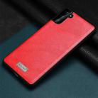 For Samsung Galaxy S21 5G SULADA Shockproof TPU + Handmade Leather Protective Case(Red) - 1