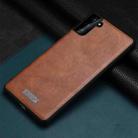 For Samsung Galaxy S21 5G SULADA Shockproof TPU + Handmade Leather Protective Case(Brown) - 1