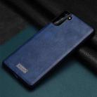 For Samsung Galaxy S21+ 5G SULADA Shockproof TPU + Handmade Leather Protective Case(Blue) - 1