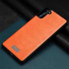 For Samsung Galaxy S21+ 5G SULADA Shockproof TPU + Handmade Leather Protective Case(Orange) - 1
