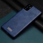 For Samsung Galaxy S21 Ultra 5G SULADA Shockproof TPU + Handmade Leather Protective Case(Blue) - 1