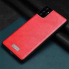 For Samsung Galaxy S21 Ultra 5G SULADA Shockproof TPU + Handmade Leather Protective Case(Red) - 1