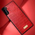 For Samsung Galaxy S21 5G SULADA Shockproof TPU + Handmade Leather Case(Red) - 1