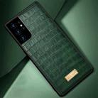 For Samsung Galaxy S21 Ultra 5G SULADA Shockproof TPU + Handmade Leather Case(Green) - 1