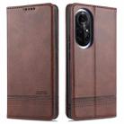 For Huawei nova 8 5G AZNS Magnetic Calf Texture Horizontal Flip Leather Case with Card Slots & Holder & Wallet(Dark Brown) - 1