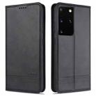 For Samsung Galaxy S21 Ultra 5G AZNS Magnetic Calf Texture Horizontal Flip Leather Case with Card Slots & Holder & Wallet(Black) - 1