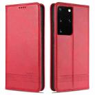 For Samsung Galaxy S21 Ultra 5G AZNS Magnetic Calf Texture Horizontal Flip Leather Case with Card Slots & Holder & Wallet(Red) - 1