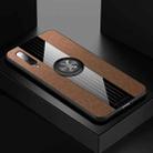 For Xiaomi Mi 9 XINLI Stitching Cloth Texture Shockproof TPU Protective Case with Ring Holder(Brown) - 1