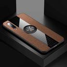 For Xiaomi Mi 9 SE XINLI Stitching Cloth Texture Shockproof TPU Protective Case with Ring Holder(Brown) - 1