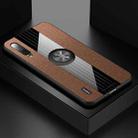 For Xiaomi Mi CC9 XINLI Stitching Cloth Texture Shockproof TPU Protective Case with Ring Holder(Brown) - 1