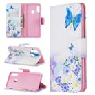 For Galaxy A20s Colored Drawing Horizontal Flip Leather Case with Holder & Card Slots & Wallet(Butterfly Flowers) - 1