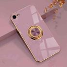 6D Electroplating Full Coverage Silicone Protective Case with Magnetic Ring Holder For iPhone 8 / 7(Light Purple) - 1