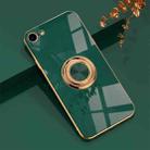 6D Electroplating Full Coverage Silicone Protective Case with Magnetic Ring Holder For iPhone 8 / 7(Dark Green) - 1