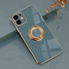 For iPhone 11 6D Electroplating Full Coverage Silicone Protective Case with Magnetic Ring Holder (Grey) - 1