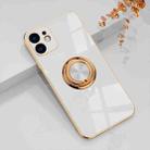 For iPhone 11 6D Electroplating Full Coverage Silicone Protective Case with Magnetic Ring Holder (White) - 1