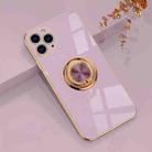 6D Electroplating Full Coverage Silicone Protective Case with Magnetic Ring Holder For iPhone 11 Pro(Light Purple) - 1